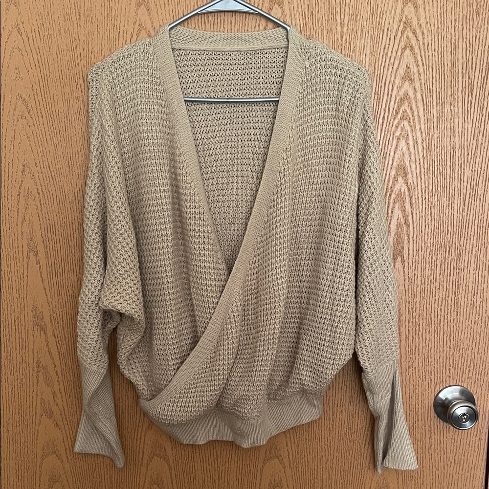 SHEIN V-Neck Sweater in Tan